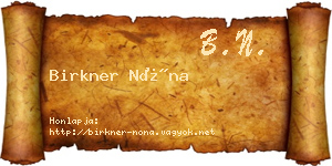 Birkner Nóna névjegykártya